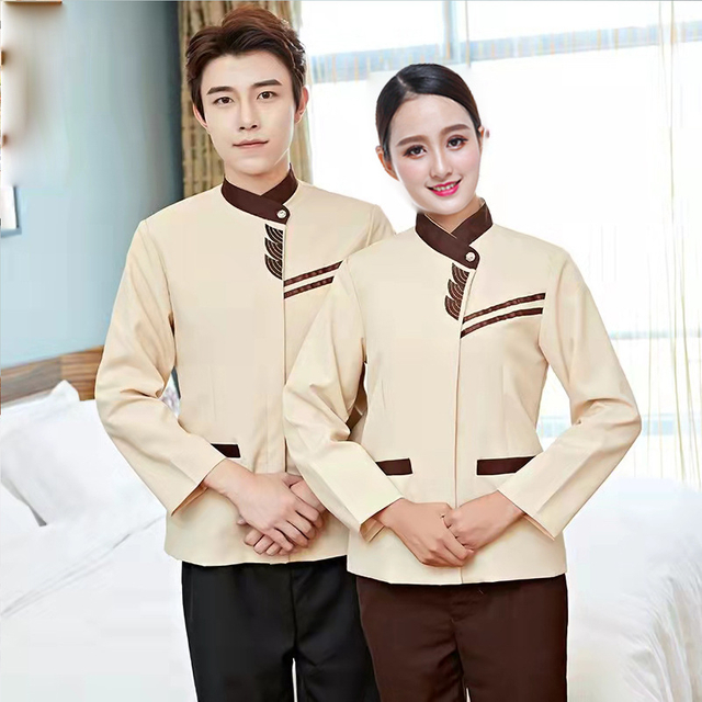 Fashion Hotel Clothes Unisex Cleaner Tunic and Pant Housekeeping Restaurant receptionist Staff Scrubs Uniforms