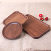 Luxury black walnut wood food Dry Fruit Compartment Solid Round Wooden Dish Serving Tray