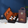High-End PU Leather wine Packaging Box Luxury Double Bottled Wine Box