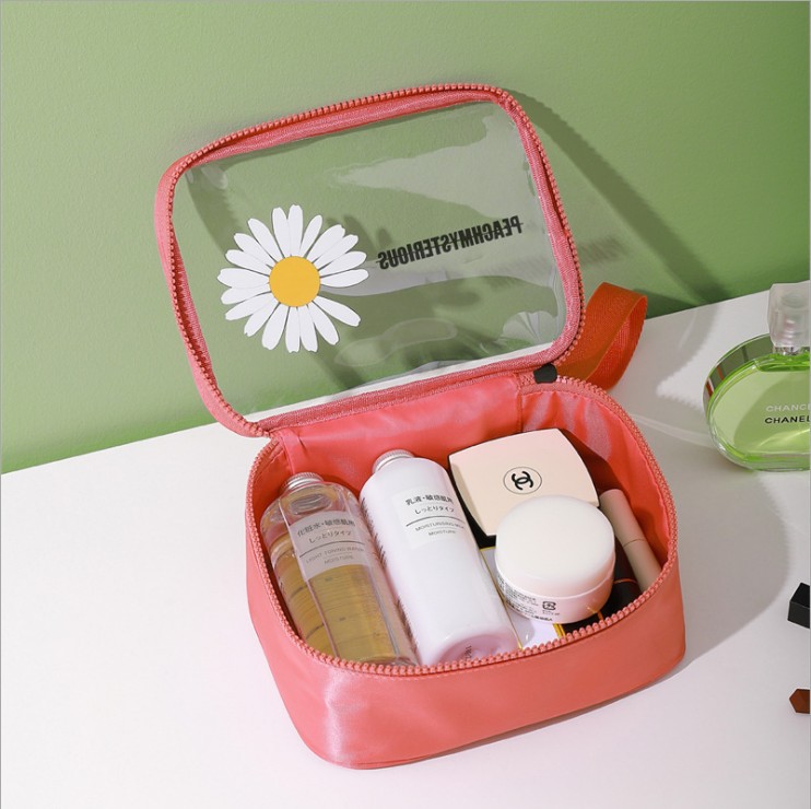 Portable Little Daisy Makeup Bags Transparent PVC Waterproof Toiletry bag