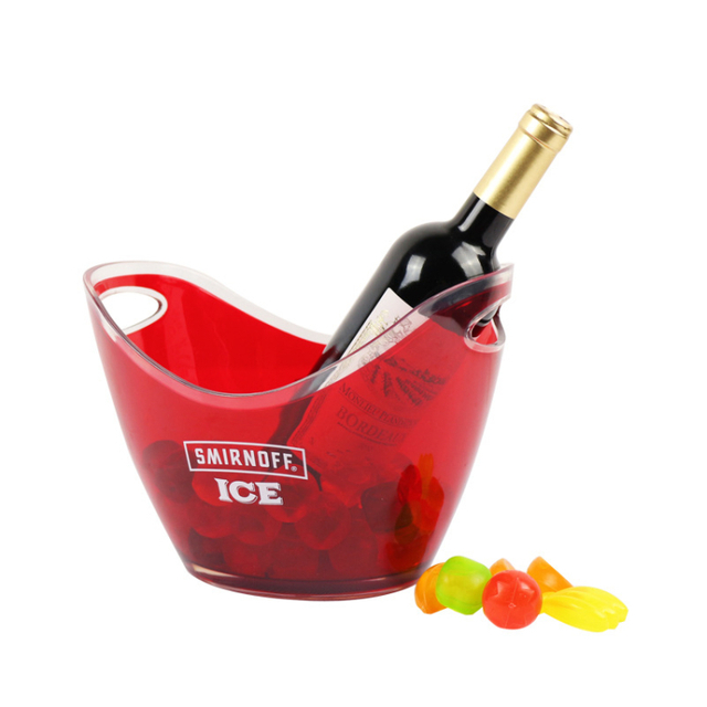 Promotional Double Wall Ice Bucket Food Grade Plastic Beer Wine Ice Bucket With Handles 2 Layers 8L PS Wine Ice Bucket