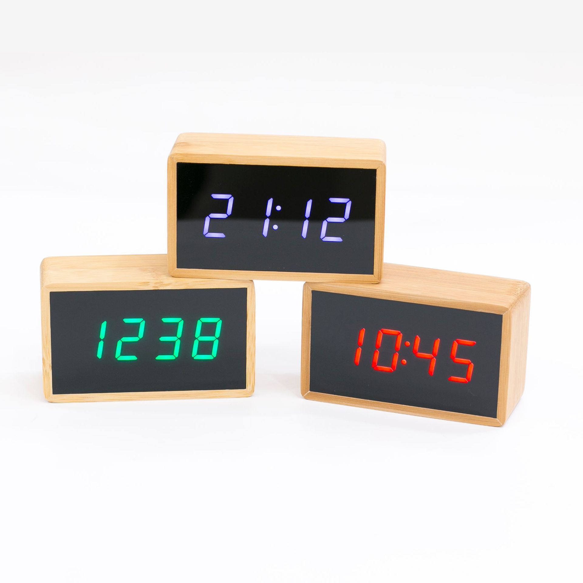 Digital Wood Alarm Clock,Led Wooden Digital Clock,Time Date Temperature