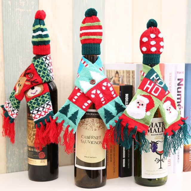 Christmas Banquet Wine Bottle Decoration Protection Sweater Cover Bag