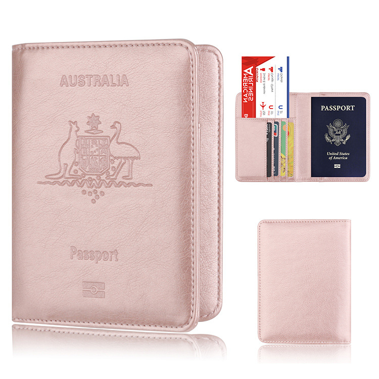 Luxury Logo PU Leather Gold Silver Stamping Passport Card Holder Europe,Africa Passport Cover