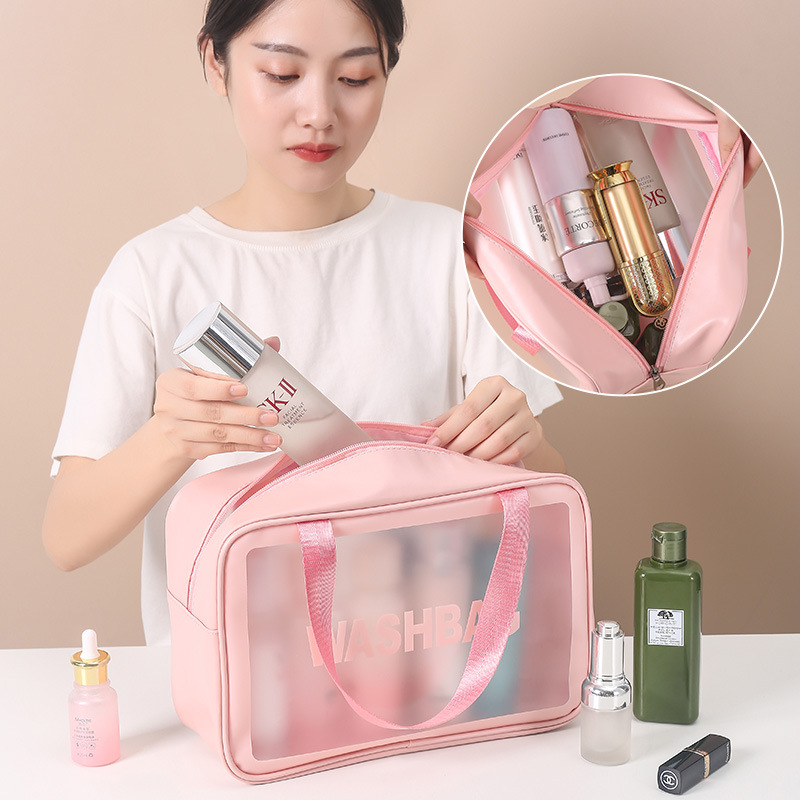 Portable Travel Wash Bag Woman Transparent Waterproof Makeup Storage Pouch Large Capacity Cosmetic PVC Organizer Beauty Case