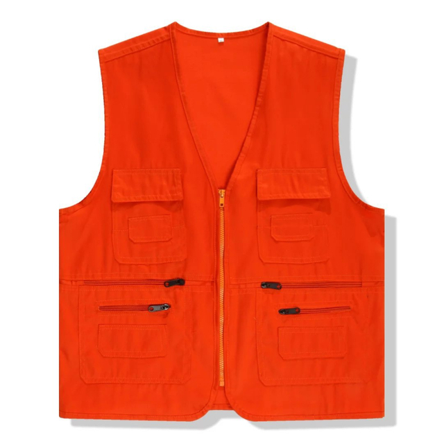 Promotional Logo Printed Men Outdoor Multi-Pocket Waistcoat Mesh Fishing Vest