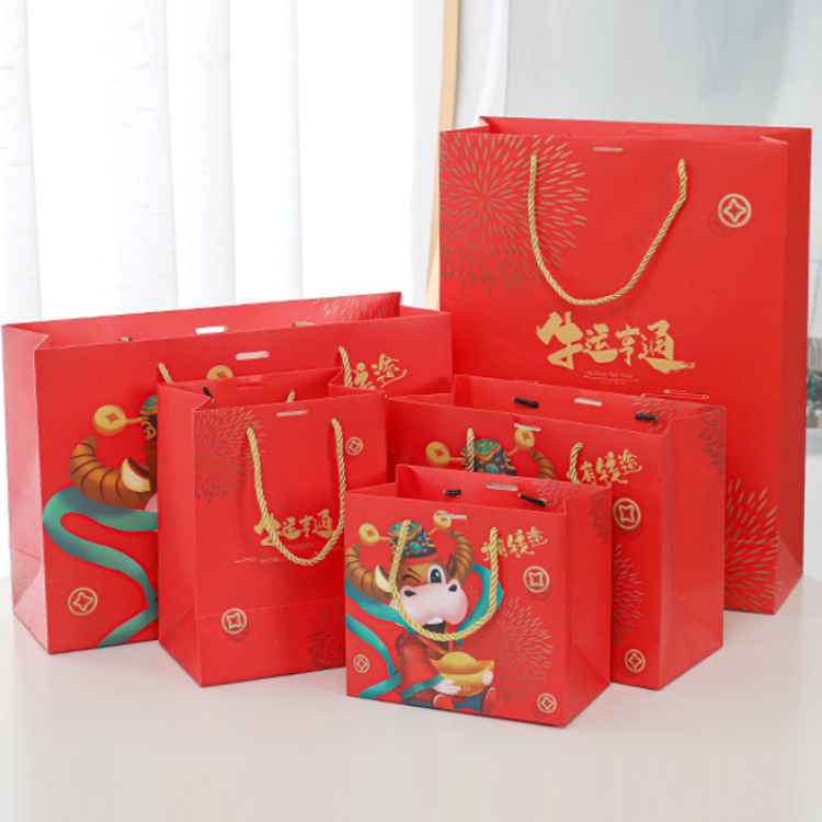 Chinese New Year Gift Custom Printing Cardboard Paper Bag