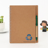 Eco Green gift custom logo kraft paper cover spiral notebook with ballpoint pen