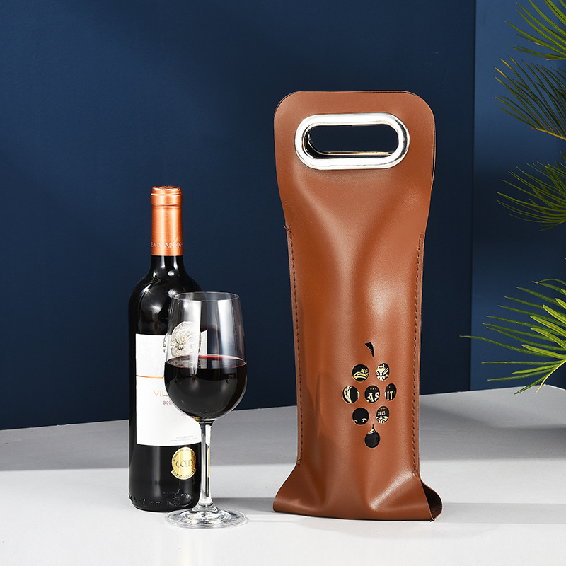 Fine Quality 1 Wine Bottle Double Bag Pu Leather Wine Bags Wine Carry Gift Bags