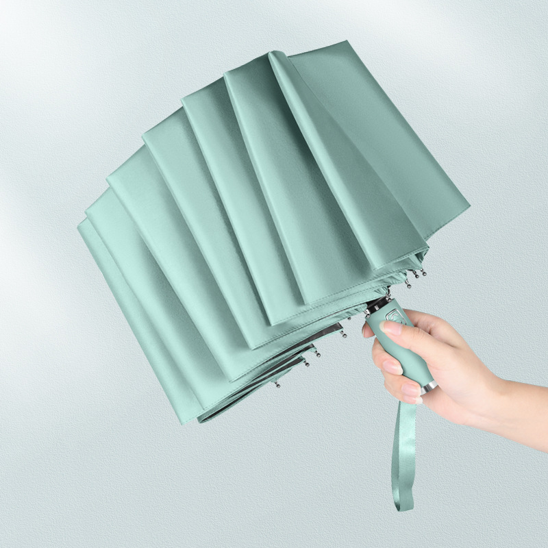 Compact Folding Travel Umbrella Auto Open and Close Windproof Protection Parasol Black Anti-UV Coating Umbrella