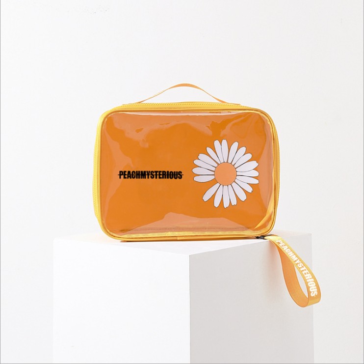 Portable Little Daisy Makeup Bags Transparent PVC Waterproof Toiletry bag