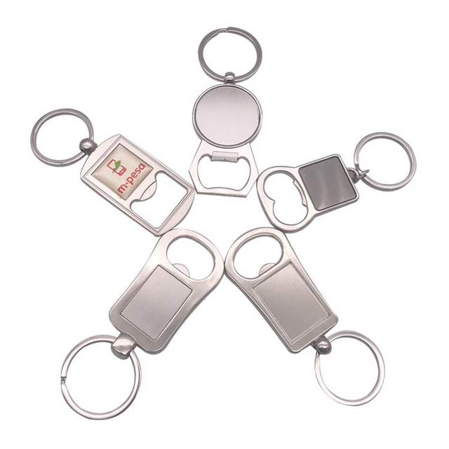 Epoxy Sublimation Key Chain Customized Logo Zinc Alloy Metal Wine Beer Bottle Opener Keychain for Kitchen and Parties