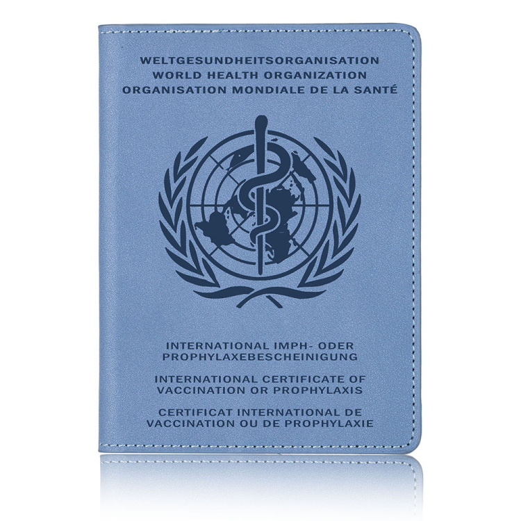 Travel Plain Leather Immunization Record Card Protector Large Covid-Vaccine Card Holder