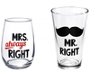 Custom Printing Wedding Gift Couple Glass Cup