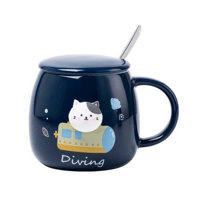 Lovely Pet Cat Coffee Mug with Lid