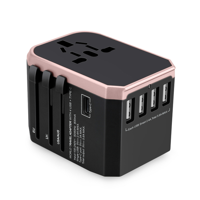 High End Executive Business Gift Universal travel Adapter 2000W 8A Type C 5 USB Ports CE