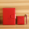 Logo Embossed Cusgtom Leather Notebook Pen Card Holder Keyring Set