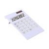 Fashion Crystal Button Thin Solar Dual Power White Office Desktop Calculator