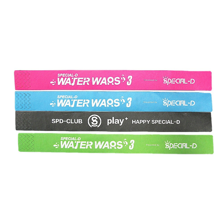 Custom Cheap Plain Solid Bracelet Neon Color Tyvek Wrist Band Waterproof Disposable Tyvek Paper Wristband for Events Festival