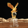 Custom Gold Metal Eagle Sculpture Trophy with Crystal World Globe Award Trophy For Business Gifts Souvenirs