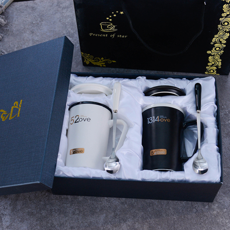 New Design Promotional Gift Set Custom Logo Couple Light Luxury Mug Set Gift Box Ceramic Coffee Cups No reviews yet