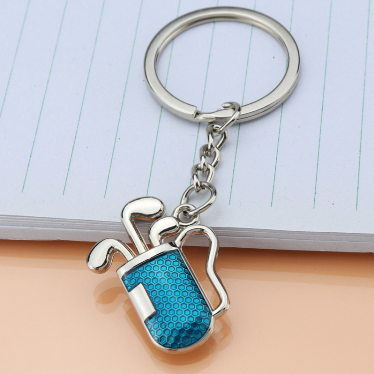 Metal Golf Keychain Zinc Alloy Golf Ball Golf Rod Golf Stick Keyring