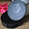 9cm,10cm Round Custom Logo PU Leather Cup Mat 6pcs in 1 Coaster