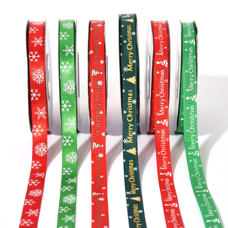 Merry Christmas Ribbon With Logo Groigrain Ribbon For Christmas Cake Box Ribbon