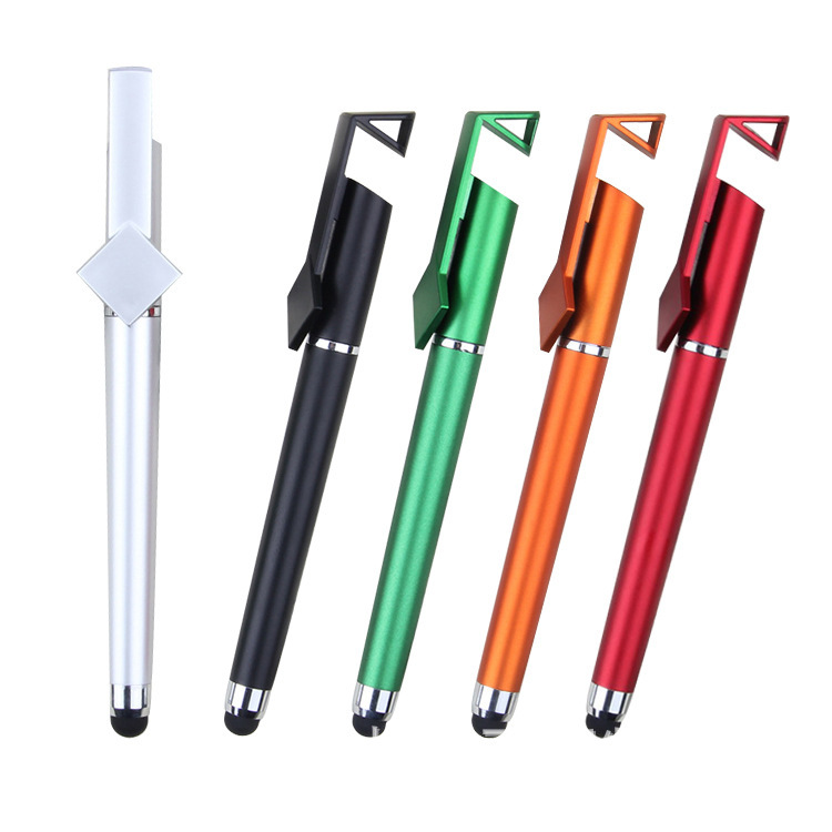Custom Logo Mobile Stand Stylus Pen Multifunction Touch Screen Stylus Ballpoint Pen with smartphone stand