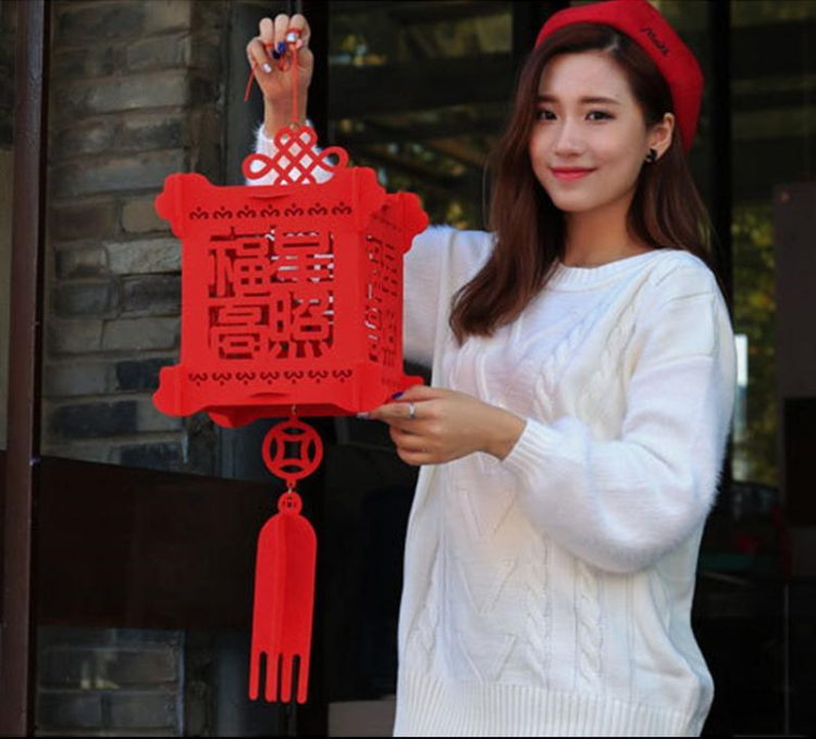 Chinese New Year Festival Decoration Custom Red Felt Lantern