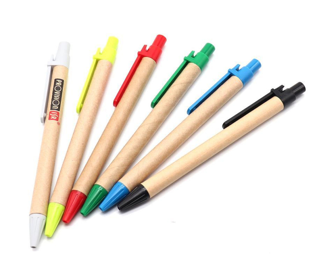 Wholesale New Design Recyclable Kraft Paper Pen Gift Ballpen Eco Cardboard Pen For Promotion