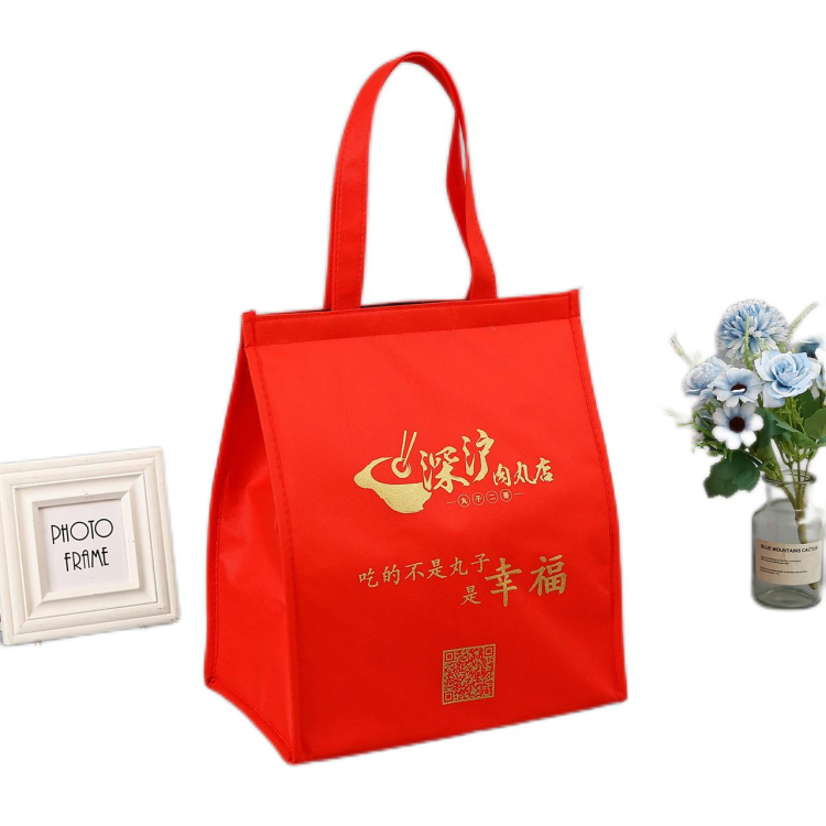 Custom Advertising Gift Restaurant Non Woven Lunch Bag Takeaway Food Cooler Bag