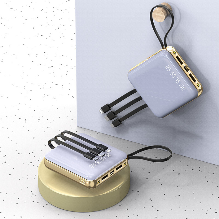 10000 mAh LED Power Level Display Portable Wireless Mini Power Bank Micro USB Type-C Lightning Cable for Mobile Phone tablet