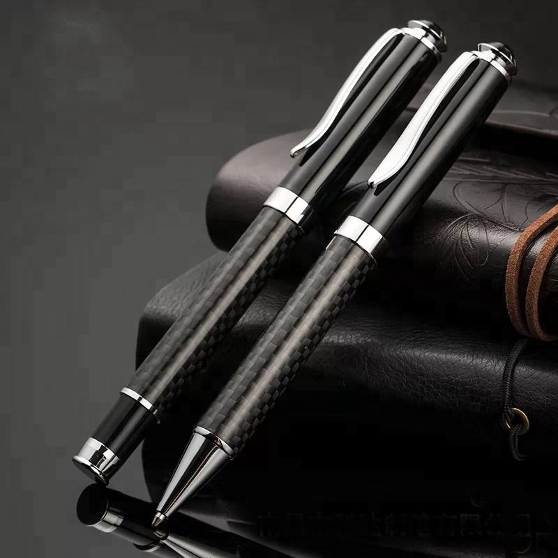 Heavy Luxury Logo Customized Business Gift Metal Roller Ball Pen Carbon Fiber Pen