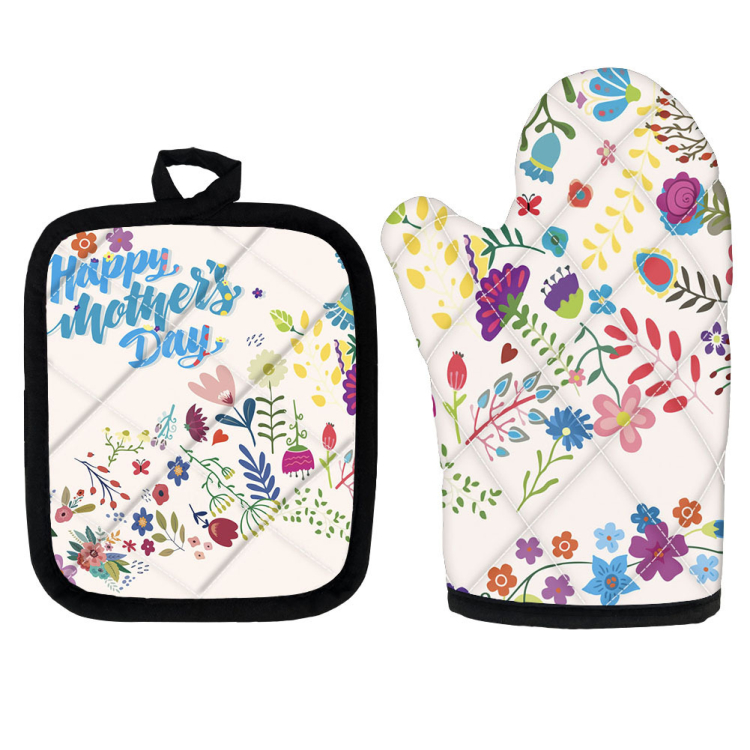 Cotton Printing Kitchen Chef Oven Mitt Glove Pot Holder Set Wholesale Custom Chef Cooking Set