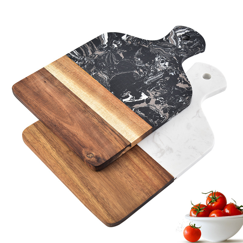 Charcuterie Steak Pizza Acacia Wood And Marble Cutting Board Marble Cheese Board