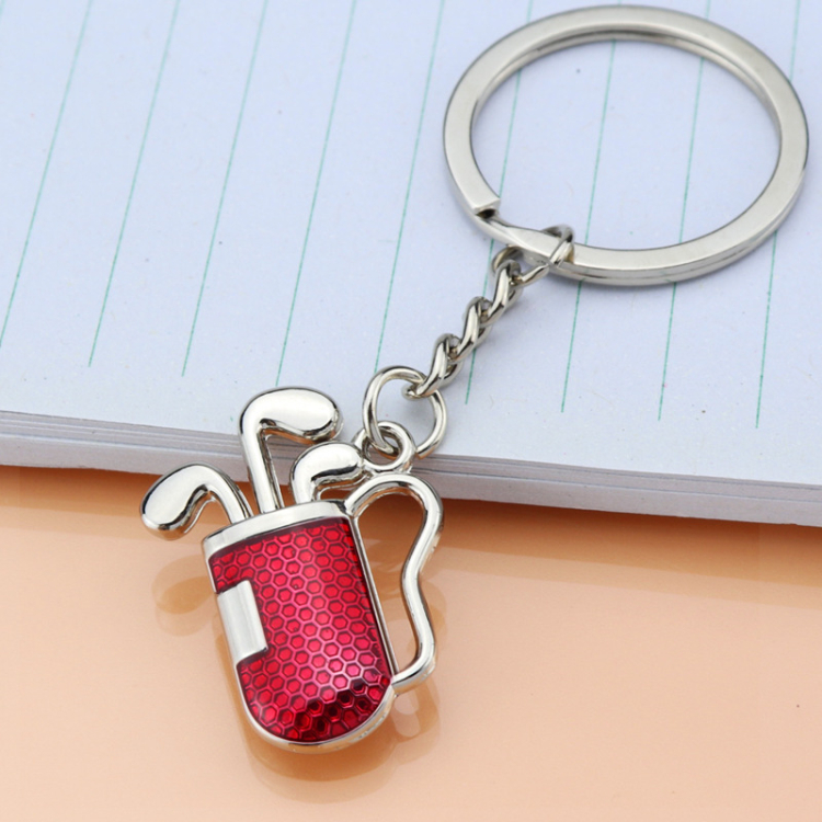 Metal Golf Keychain Zinc Alloy Golf Ball Golf Rod Golf Stick Keyring