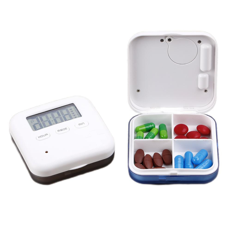 Time ALarm Smart Electronic Timer Portable Empty Drugs Box 4 Compartments Mini Cute Pill Box Small Medicine Pill Box Pocket