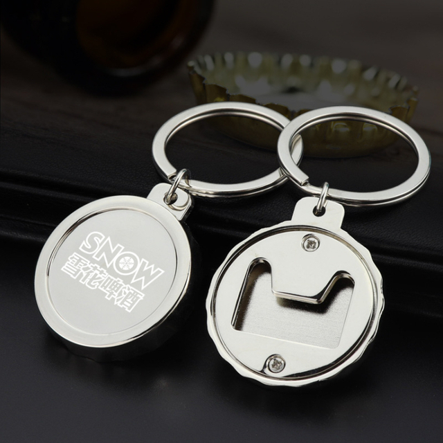 Beer Promotion Gift 2 in 1 Custom Logo Alloy Bottle Opener Sublimation Blanks Personalized Round Keychains