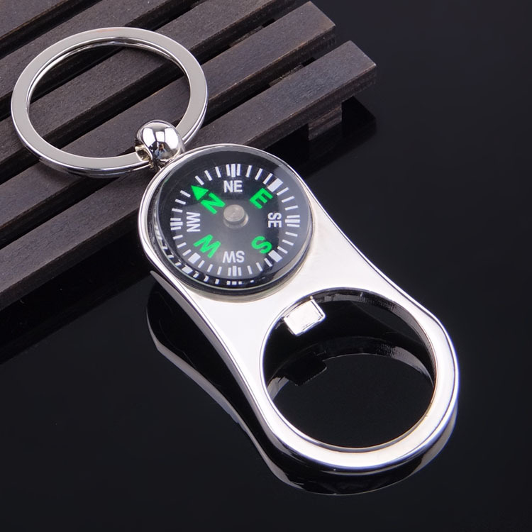 Outdoor compass Camping Picnic bottle opener keychain creative gift laser logo beer bottle opener