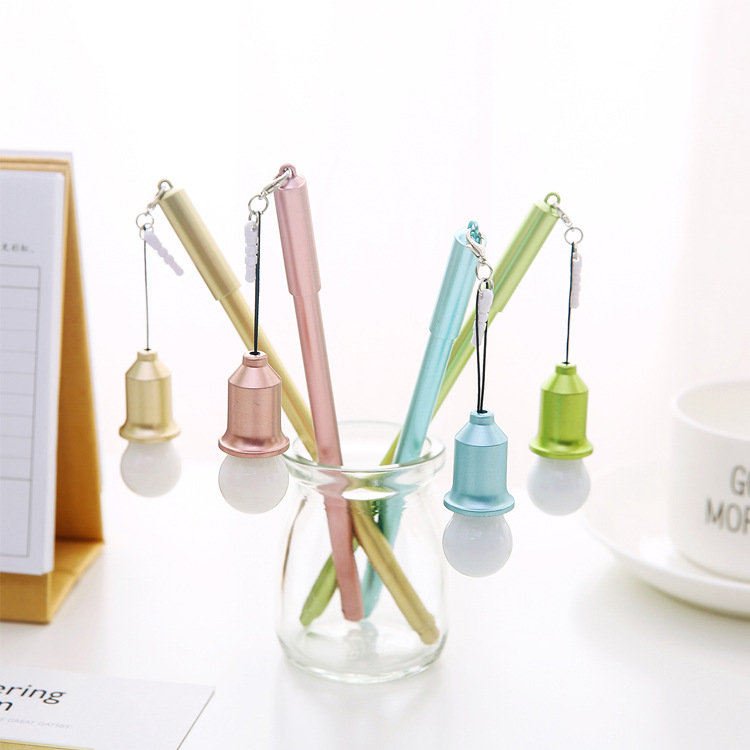 Novelty luminous Bulb lighting plastic gel pen pendant pen for student kids