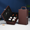 High-End PU Leather wine Packaging Box Luxury Double Bottled Wine Box