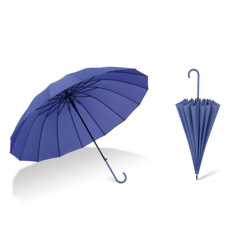 16 Bone Wood Handle Straight Golf Umbrella Japanese Small Fresh Long Handle Umbrella Business Gift Advertising Umbrella