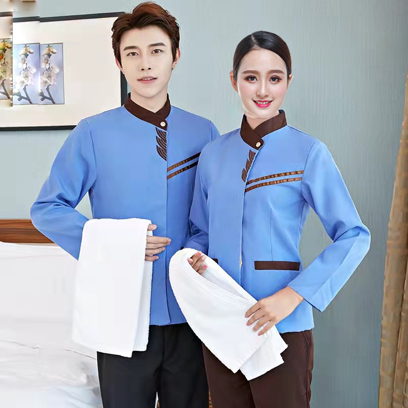 Fashion Hotel Clothes Unisex Cleaner Tunic and Pant Housekeeping Restaurant receptionist Staff Scrubs Uniforms