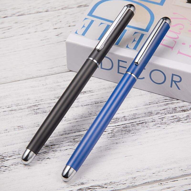 Custom Logo retractable slim pen black Elegant slim gel pen Twist Metal Slim Pen