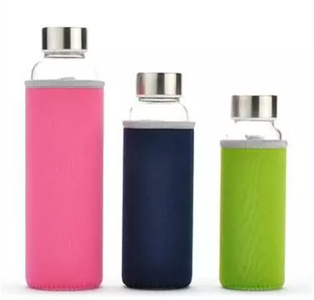 Glass Drink Bottle with Custom Printing Sleeve