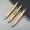 Customized eco friendly press bamboo ball pens with metal clip custom logo stick pen for gift and promotion