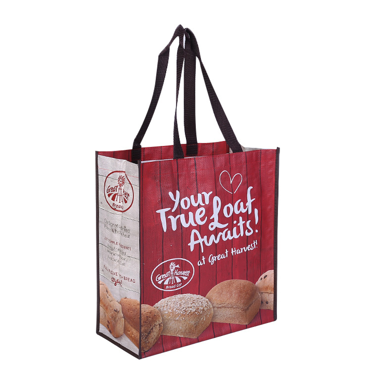 Customized Laminated PP Woven Bag Heavy Duty Laminated Supermarket Woven Grocery Bag with Handle printing