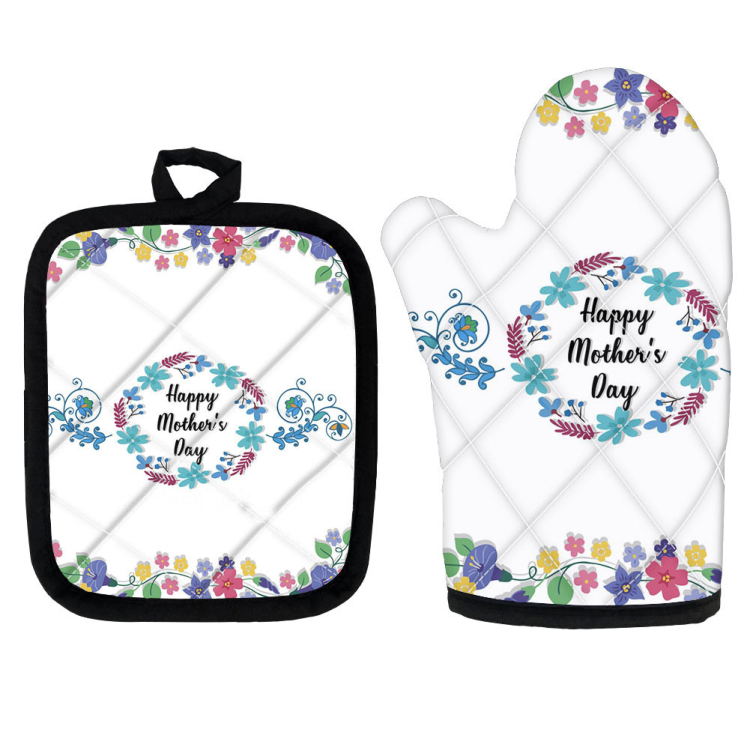 Cotton Printing Kitchen Chef Oven Mitt Glove Pot Holder Set Wholesale Custom Chef Cooking Set