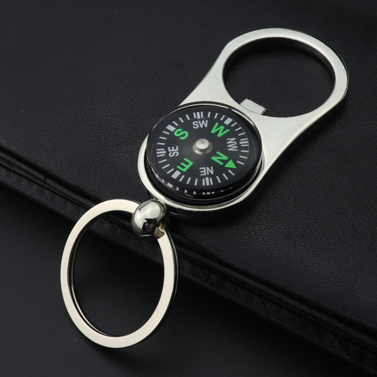 Outdoor compass Camping Picnic bottle opener keychain creative gift laser logo beer bottle opener